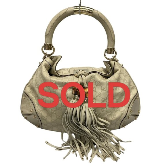 GUCCI Indie Gray Beige Leather - Tote Bag 535-052125